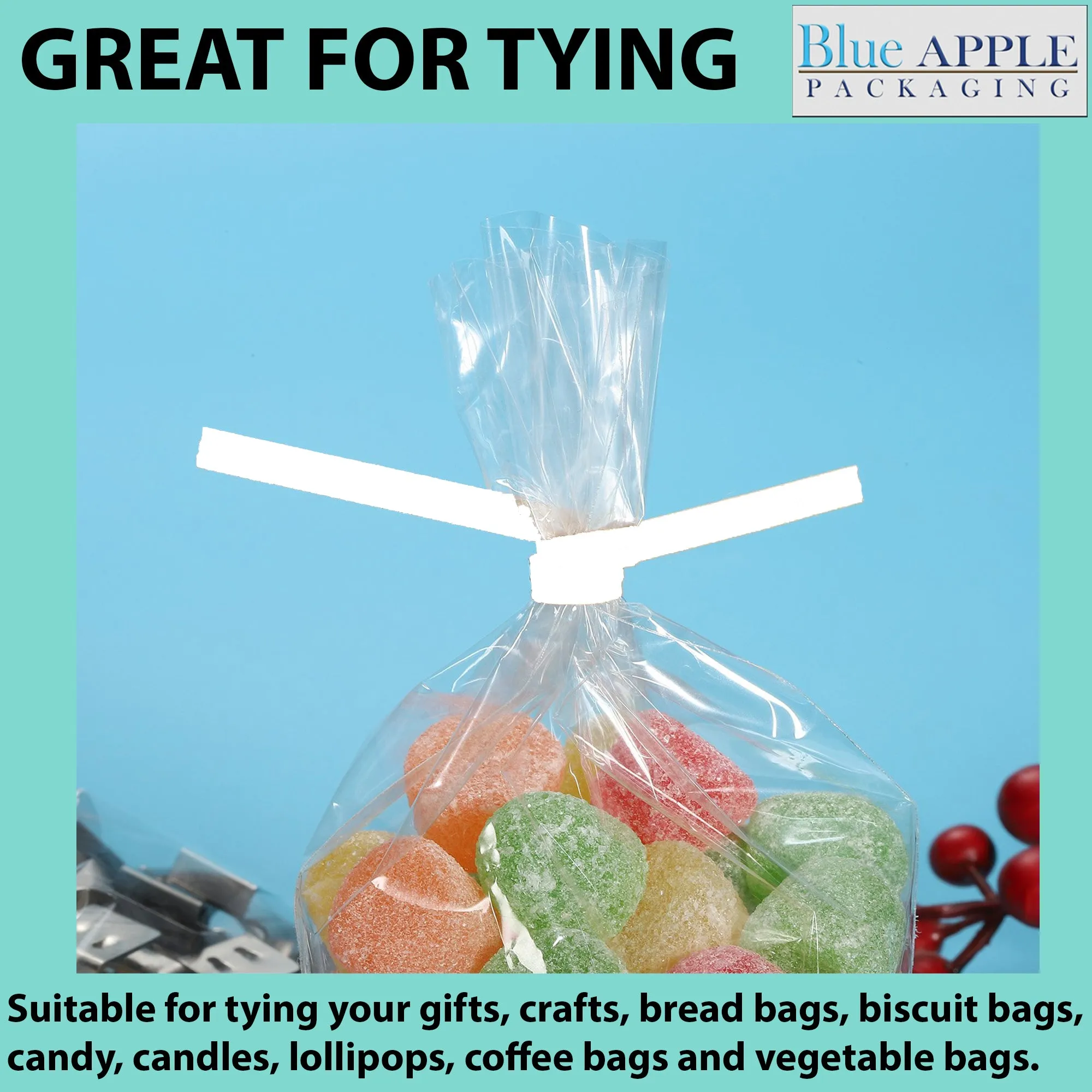 5 Inch Pre-cut White Paper Twist Ties for Bags