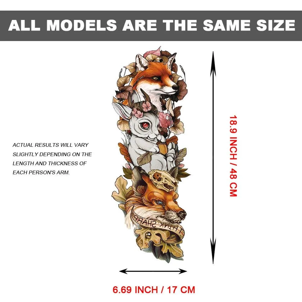 6 Full Arm 6 x 18" Sheets Waterproof Fake Tattoo Temporary Realistic Waterproof Full Arm Fake Tattoo Totems Can Also Use for DIY Crafting
