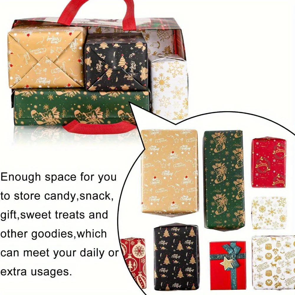 8pcs/12pcs Reusable Non-Woven Christmas Gift Tote Bags with Handles - Large, Waterproof, Lightweight, Multipurpose Plaid Festive Party Favor Bags, Holiday Goodie Bags with Christmas Designs