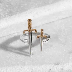 Adjustable Daggers Ring - Sterling Silver & Bronze