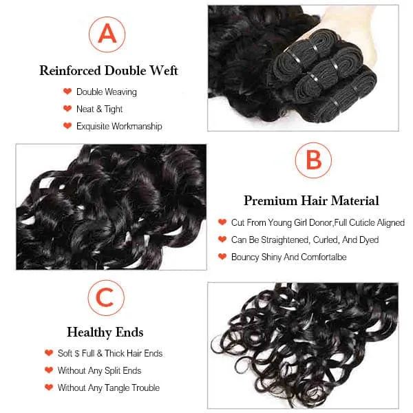 Alipop Hair Water Wave 3 Bundles Brazilian Virgin Hair Wet And Wavy Human Hair Weave Bundles