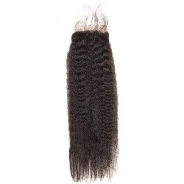 Alipop Kinky Straight Hair With Closure 100% Human Hair 3 Bundles With Closure
