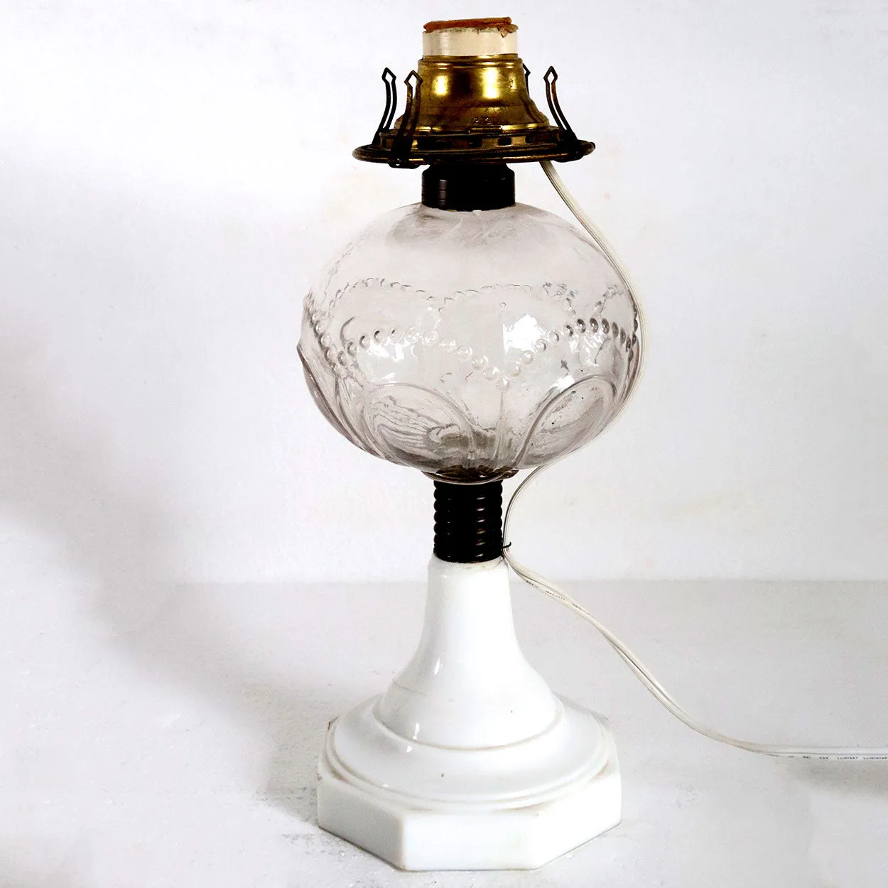 American Atterbury & Co. Glass Kerosene/Oil Lamp, as a One-Light Table Lamp
