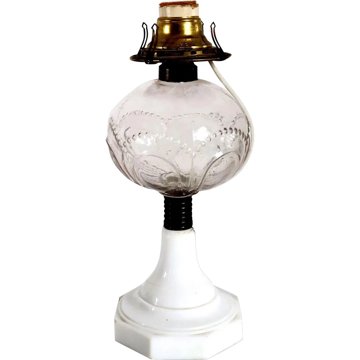 American Atterbury & Co. Glass Kerosene/Oil Lamp, as a One-Light Table Lamp
