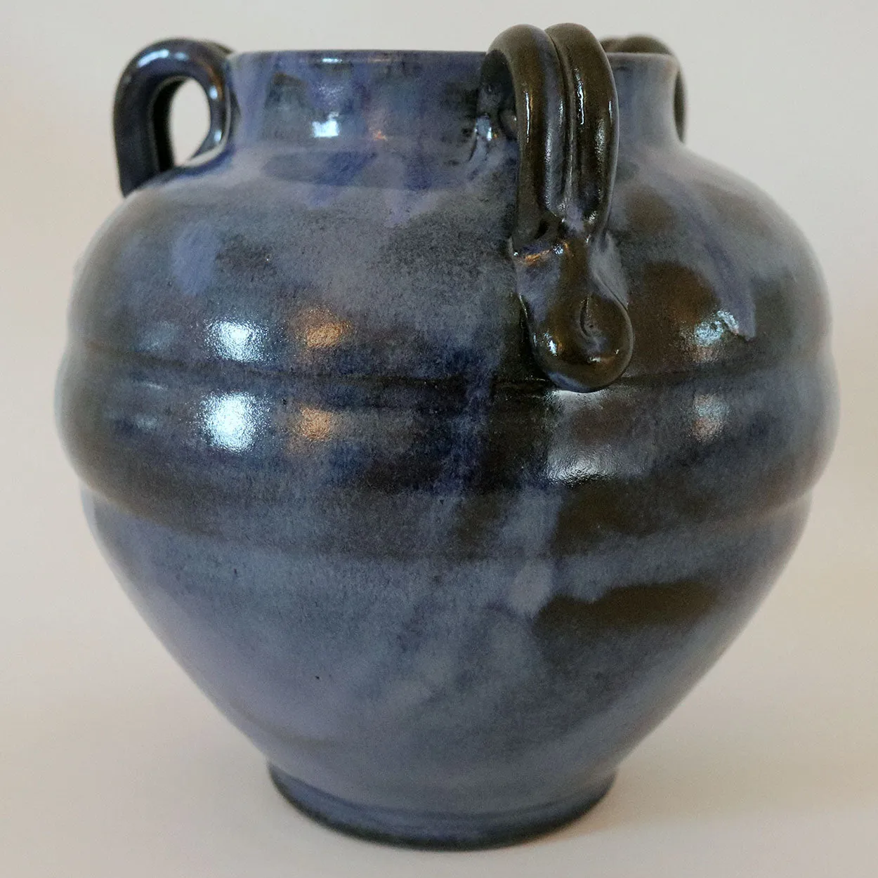 American North Carolina C.B. Craven for Teague Pottery Stoneware Blue Vase