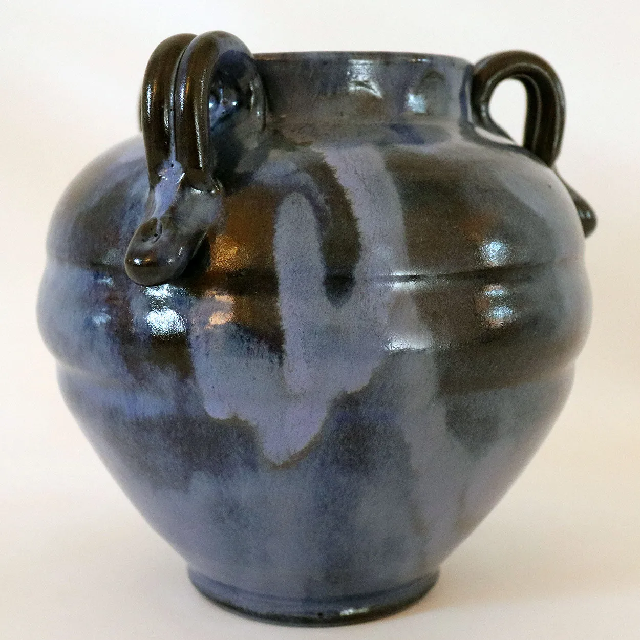 American North Carolina C.B. Craven for Teague Pottery Stoneware Blue Vase