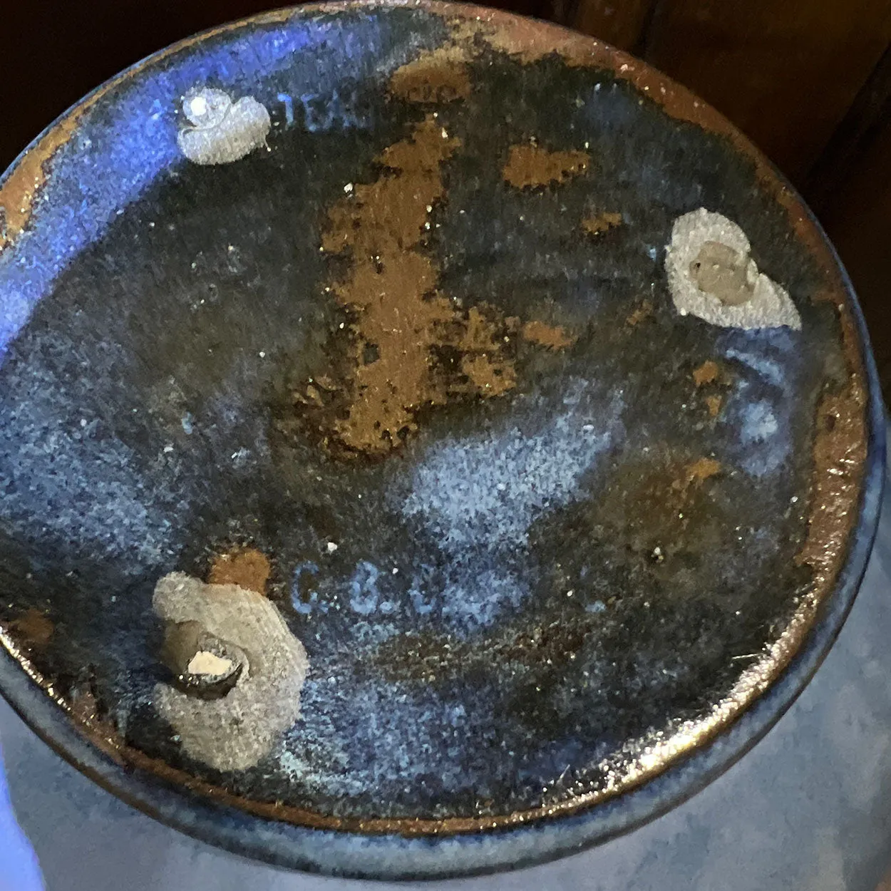 American North Carolina C.B. Craven for Teague Pottery Stoneware Blue Vase