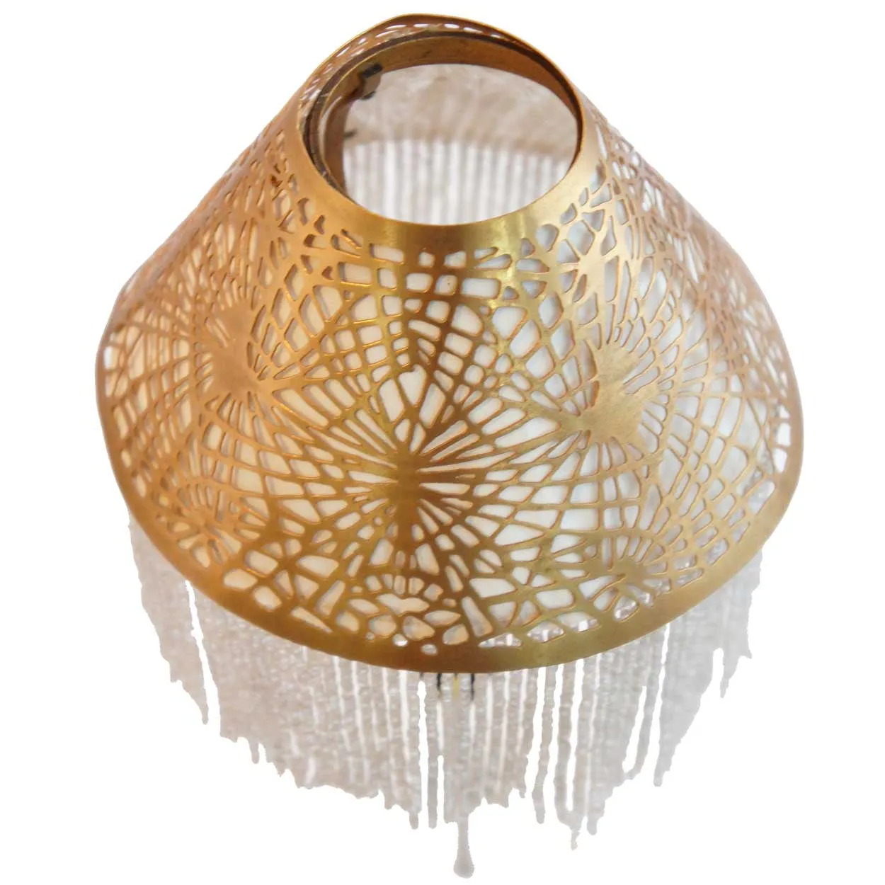 American Tiffany Studios Gilt Bronze Pine Needle Fringed Candle Shade