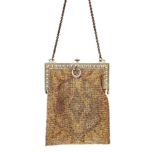 Antique 20s Bag French Steel Mesh Evening Purse Art Deco
