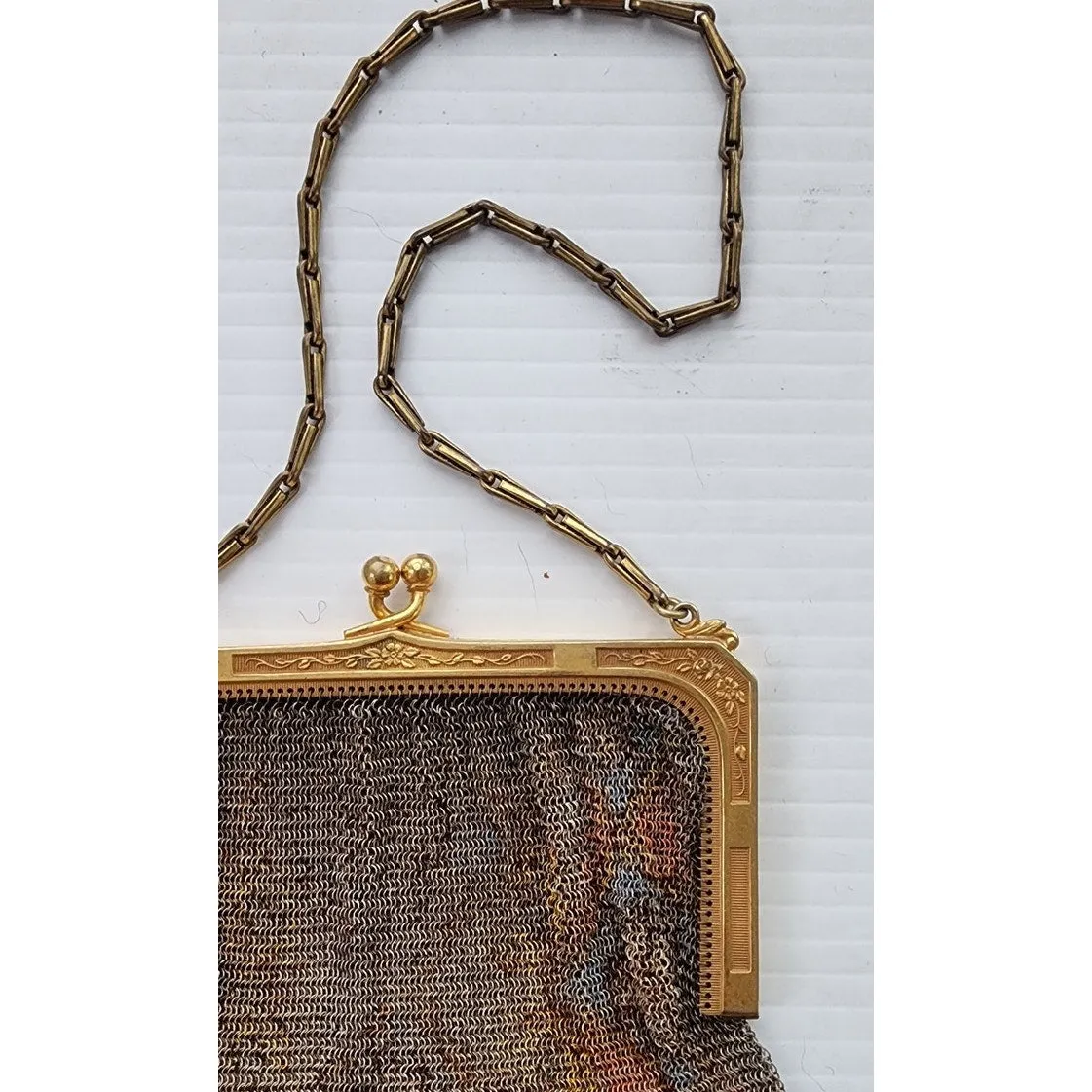 Antique Beaded Bag 20s Mesh Evening Purse Whiting Davis