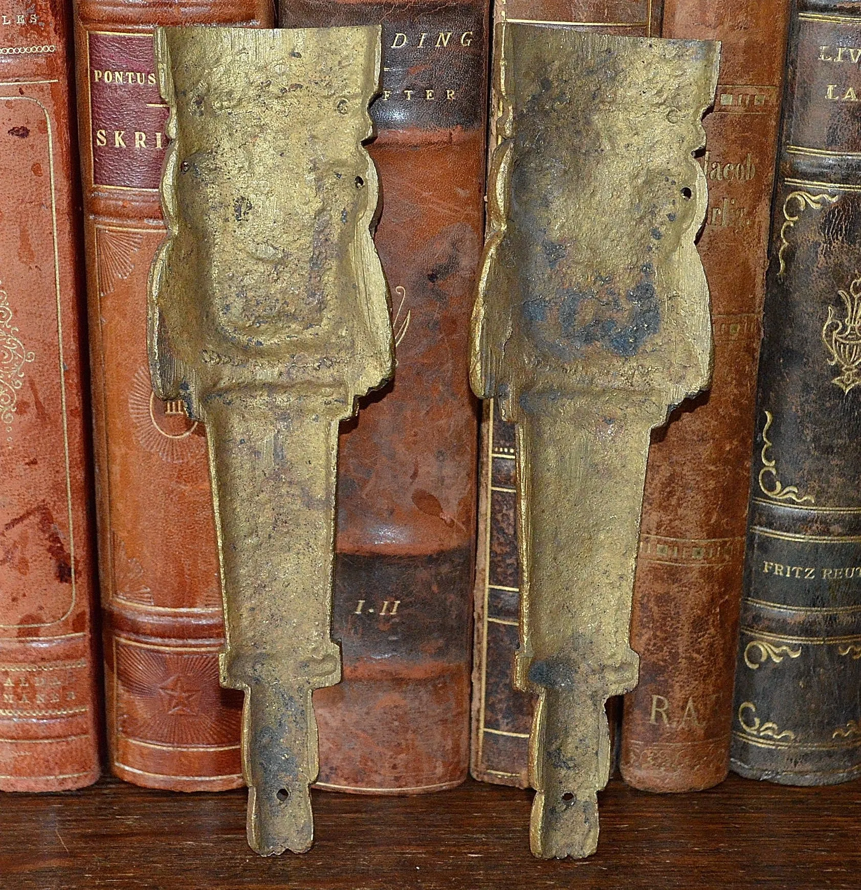 Antique Pair French Beaded Pediments Bronze Ormolu Mounts
