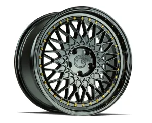 Aodhan AH05 18x8.5 5x114.3  35 Full Gloss Black ( Gold Rivet)