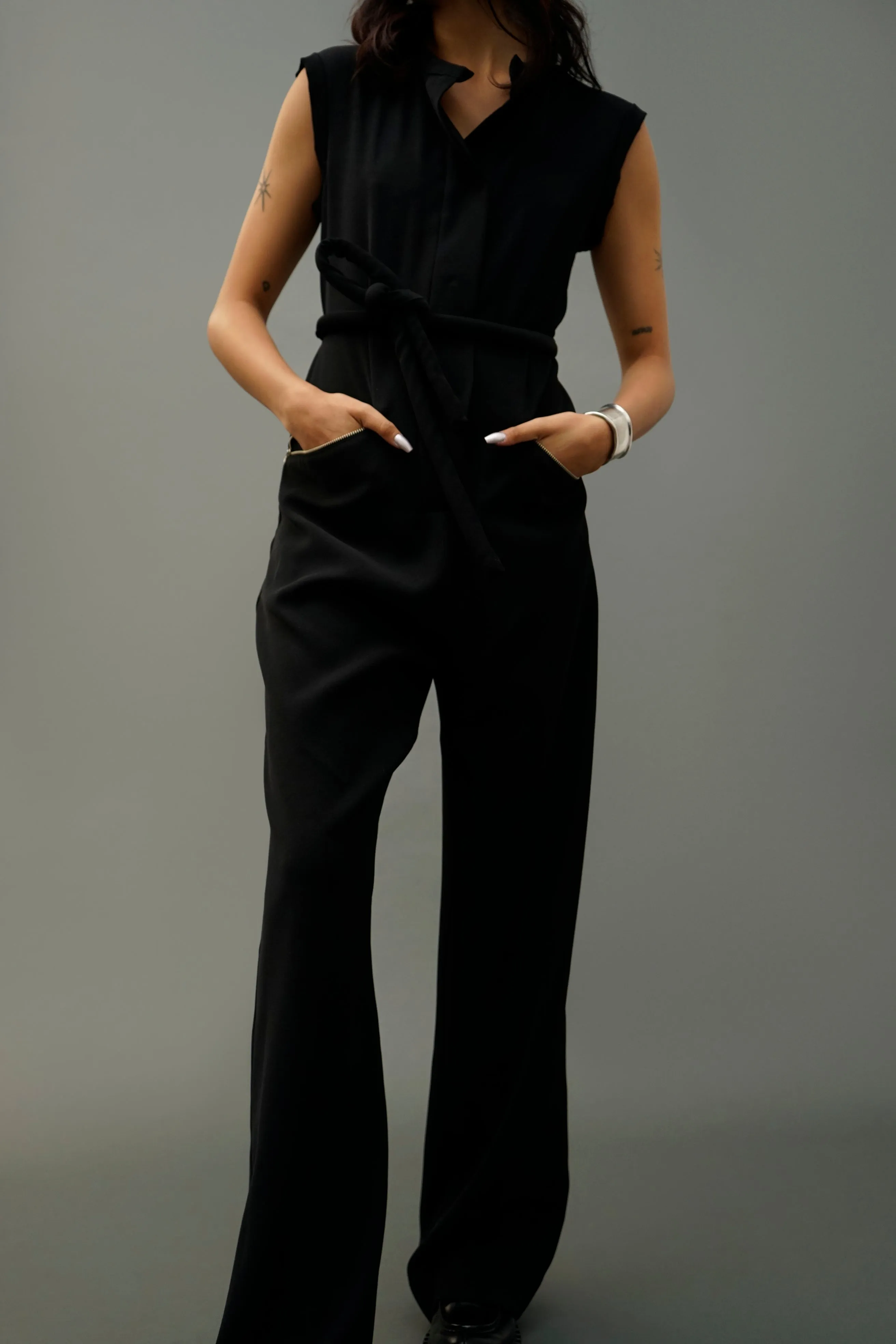 Ash Women's Black Sleeveless Jumpsuit