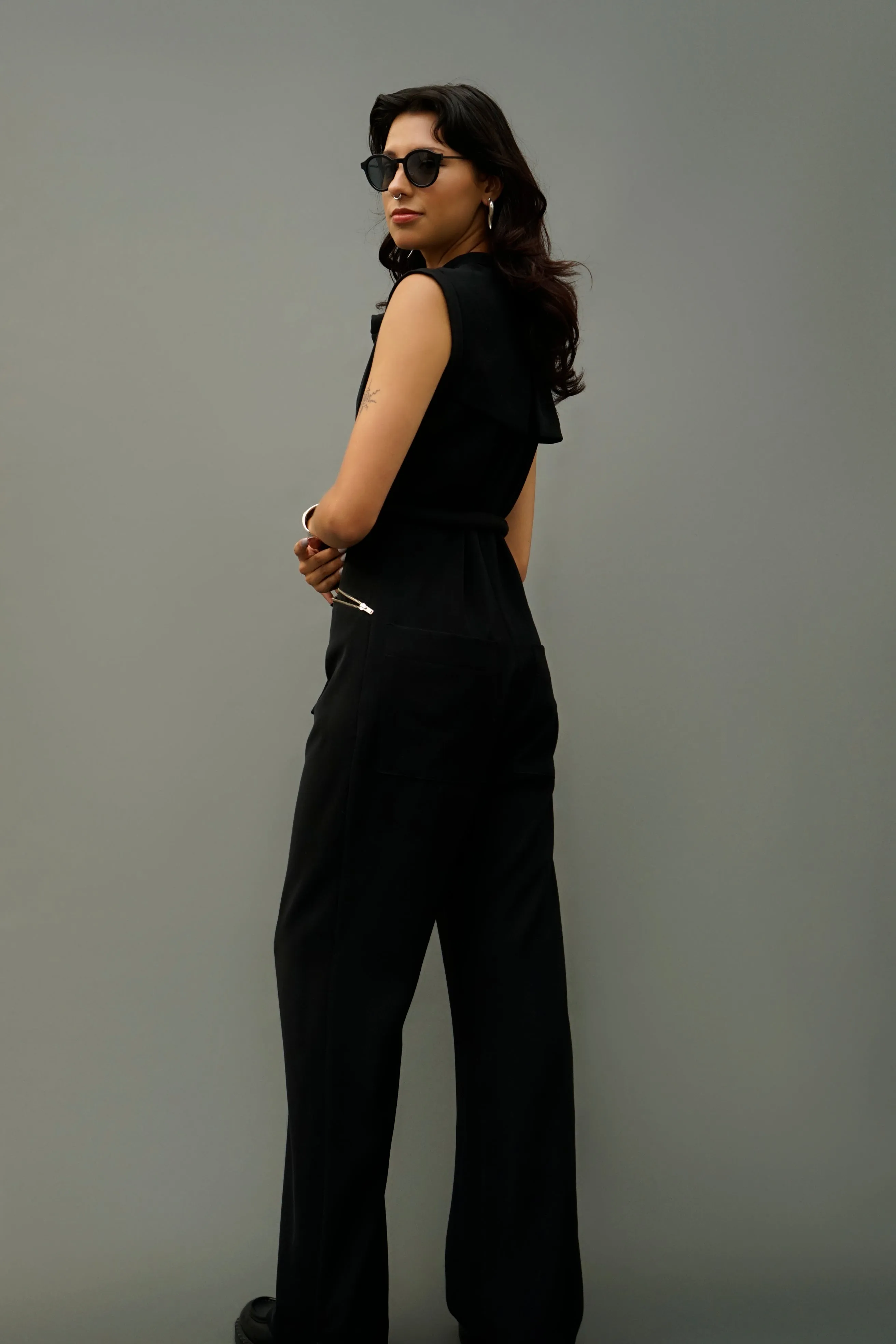 Ash Women's Black Sleeveless Jumpsuit