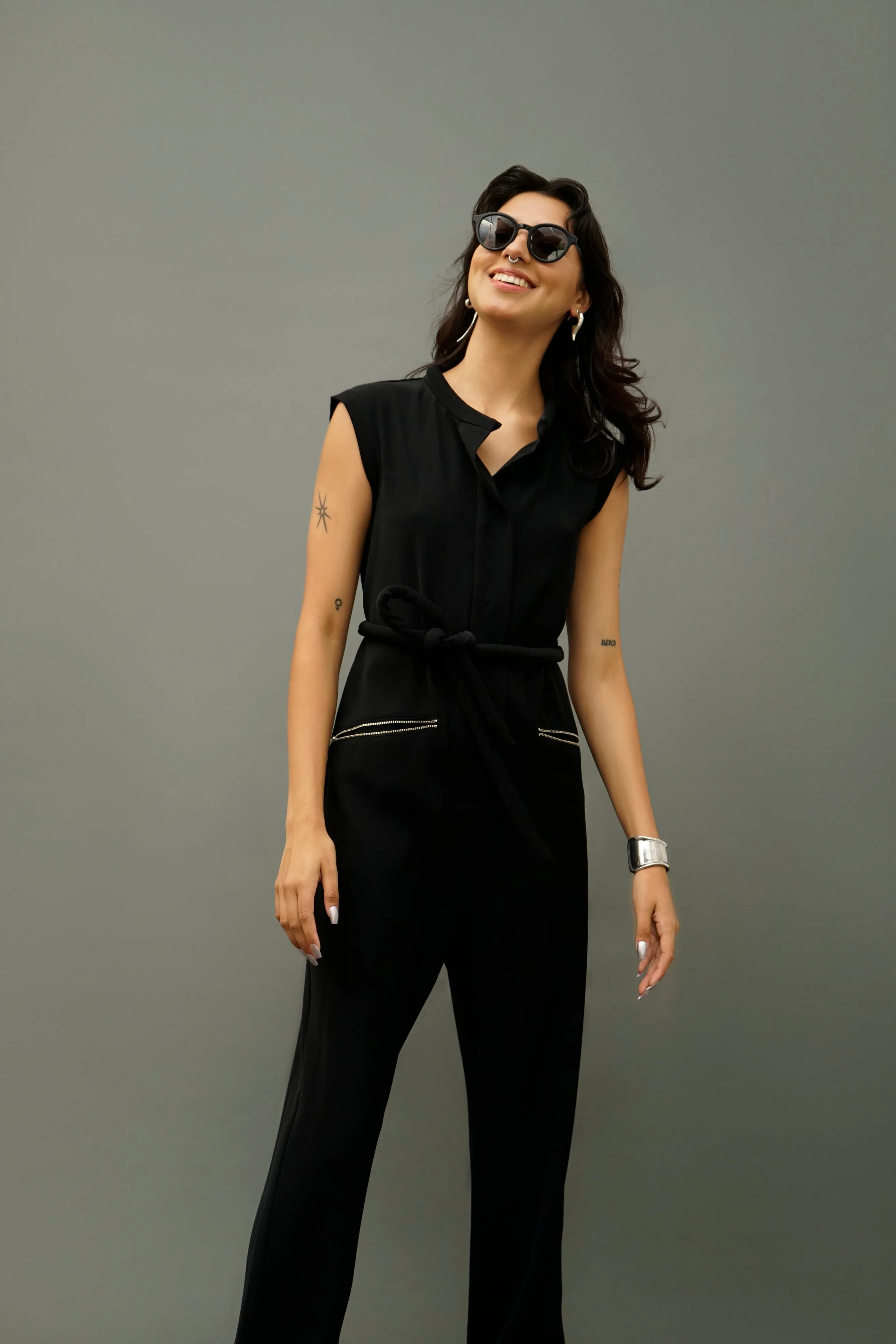 Ash Women's Black Sleeveless Jumpsuit