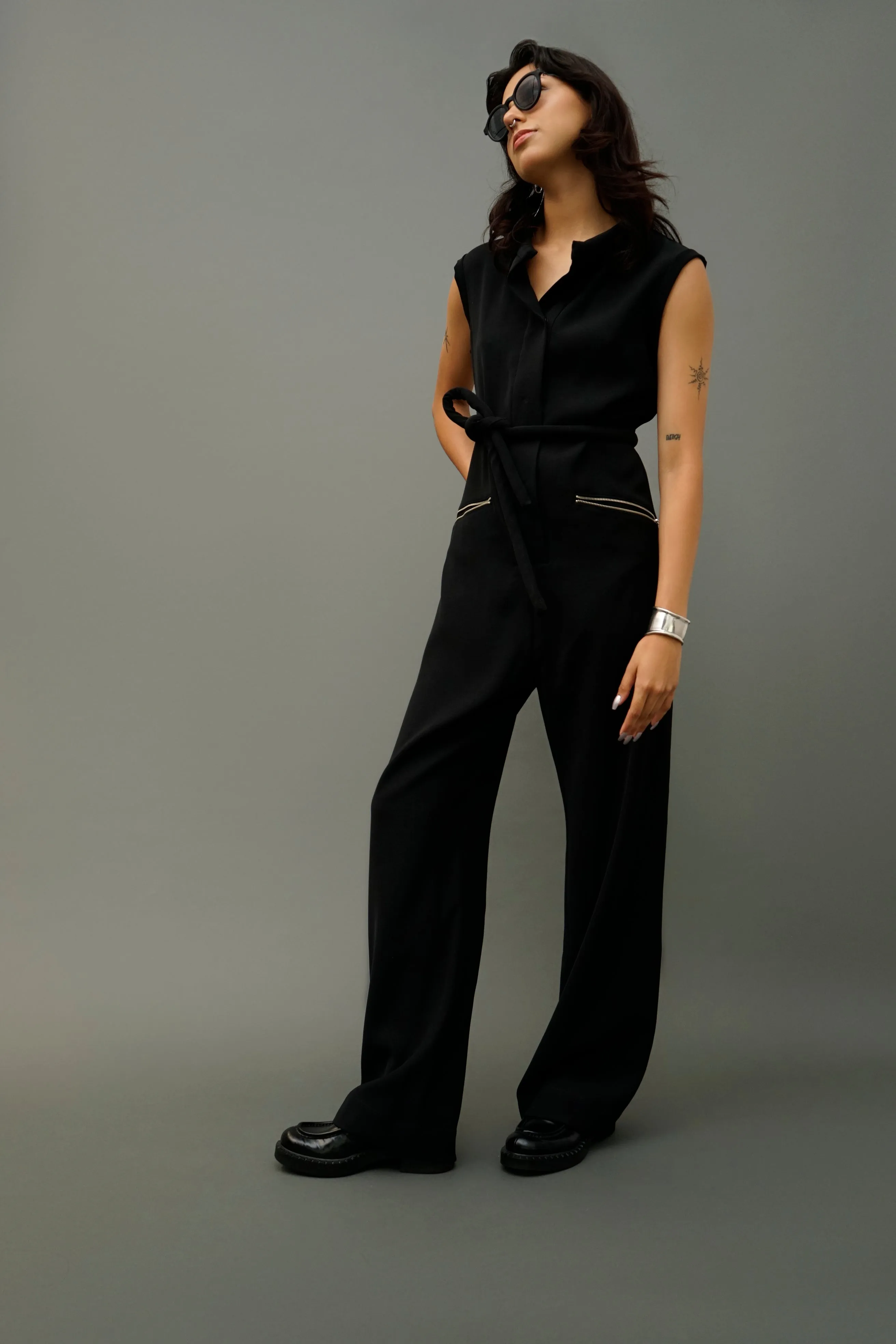 Ash Women's Black Sleeveless Jumpsuit