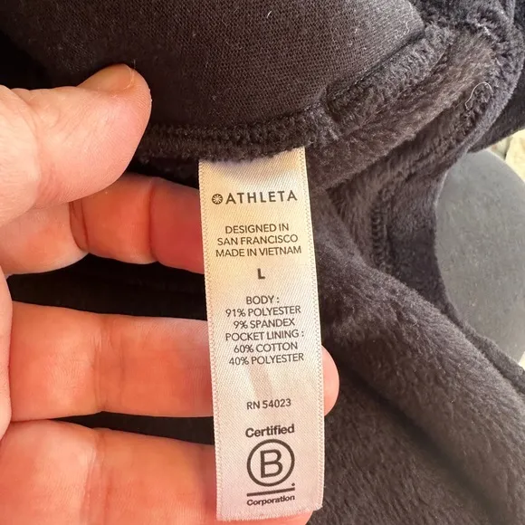 Athleta Double Cozy Karma Recover Plush Velour Black Zip Up Jacket Size L