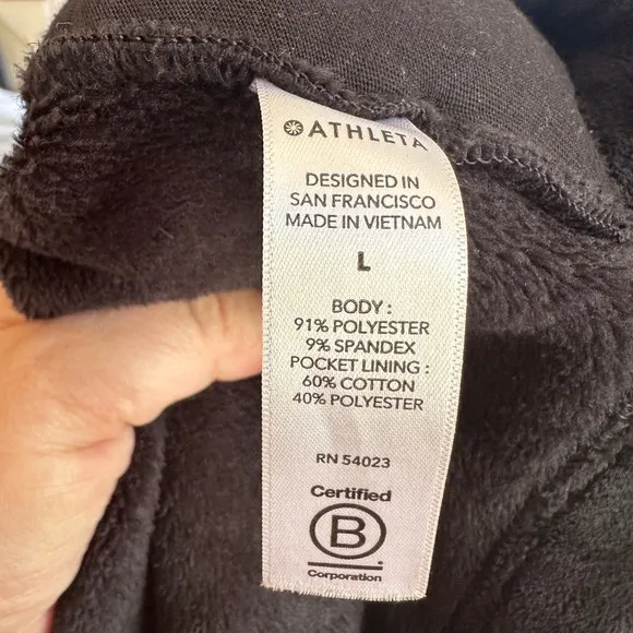 Athleta Double Cozy Karma Recover Plush Velour Black Zip Up Jacket Size L