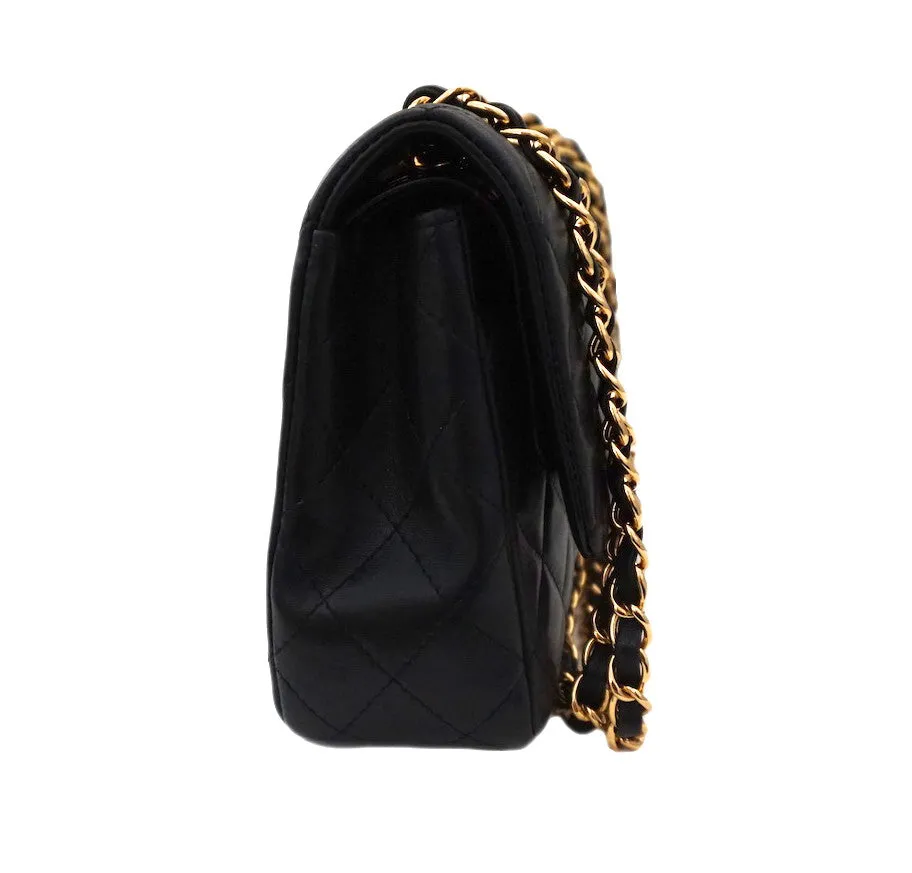 Authentic Chanel Black Lambskin 2.55 10” Double Flapover