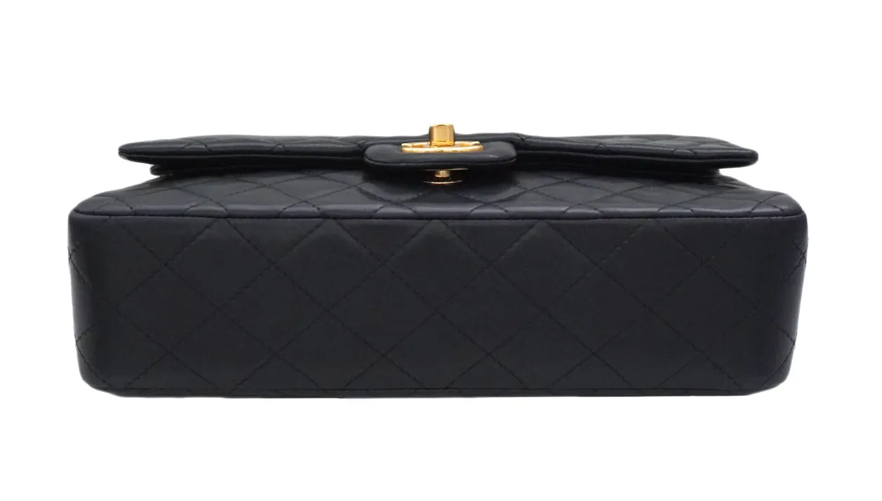 Authentic Chanel Black Lambskin 2.55 10” Double Flapover
