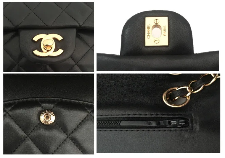 Authentic Chanel Black Lambskin 2.55 10” Double Flapover