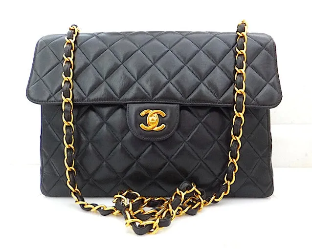 Authentic Chanel Vintage Black 2.55 Jumbo Flapover