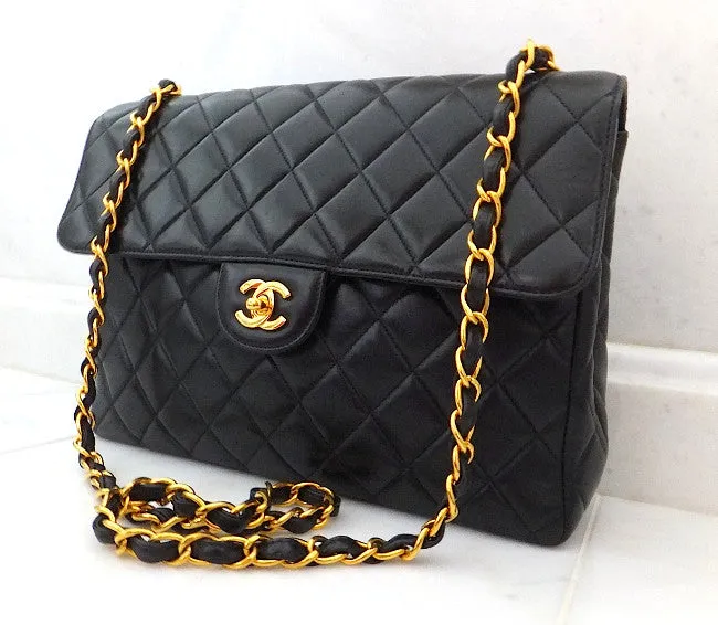 Authentic Chanel Vintage Black 2.55 Jumbo Flapover