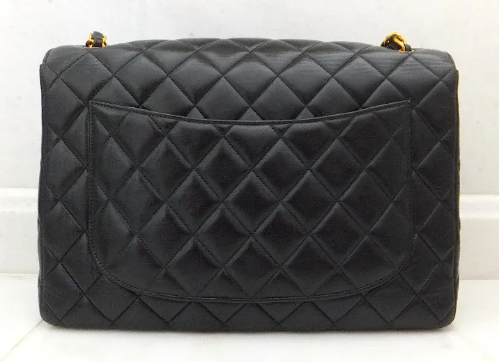 Authentic Chanel Vintage Black 2.55 Jumbo Flapover