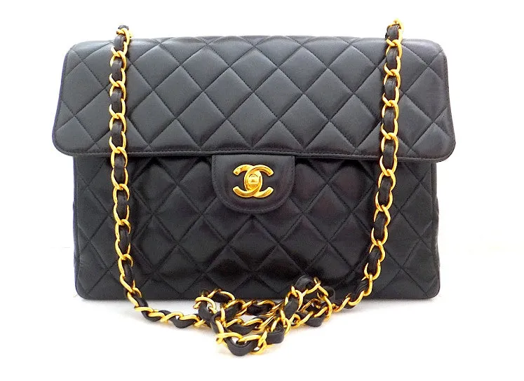 Authentic Chanel Vintage Black 2.55 Jumbo Flapover