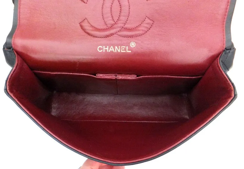 Authentic Chanel Vintage Black Lambskin 2.55 10” Flapover