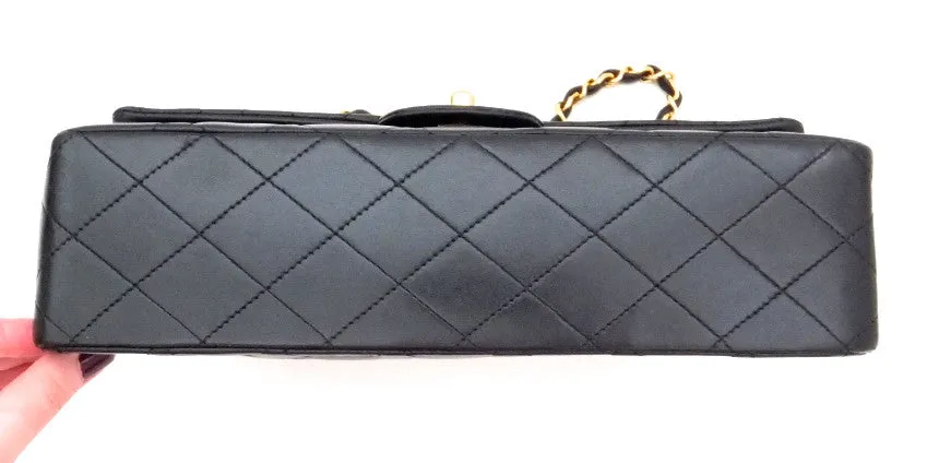 Authentic Chanel Vintage Black Lambskin 2.55 10” Flapover
