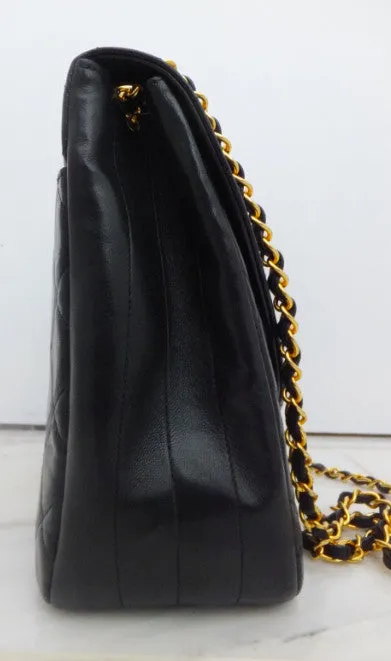 Authentic Chanel Vintage Black Lambskin Flapover