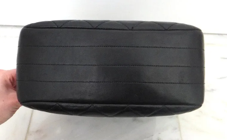 Authentic Chanel Vintage Black Lambskin Flapover