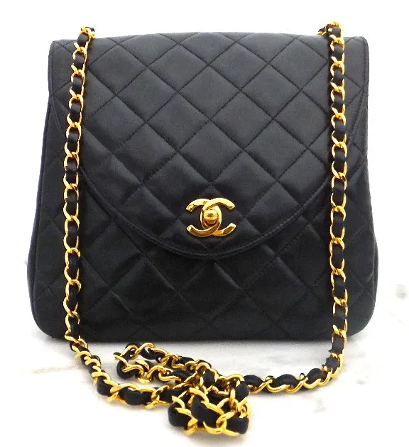 Authentic Chanel Vintage Black Lambskin Flapover