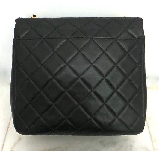 Authentic Chanel Vintage Black Lambskin Flapover