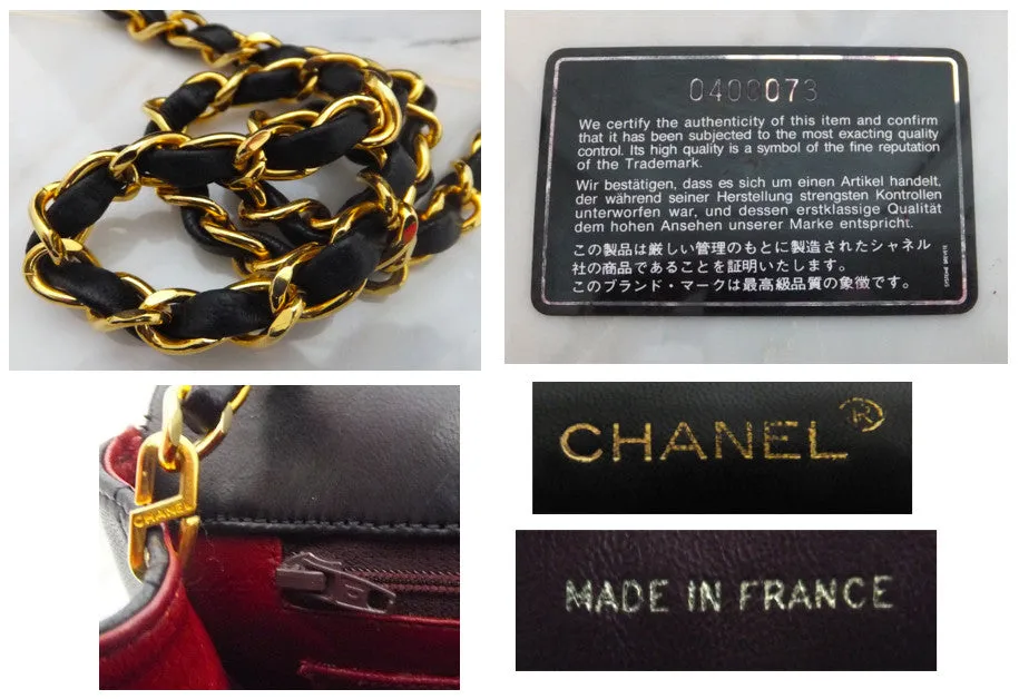 Authentic Chanel Vintage Black Lambskin Flapover