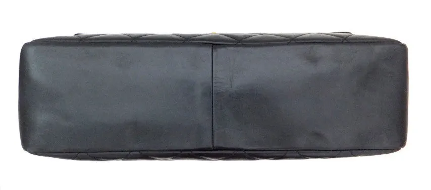 Authentic Chanel Vintage Black Lambskin Rare Maxi Jumbo