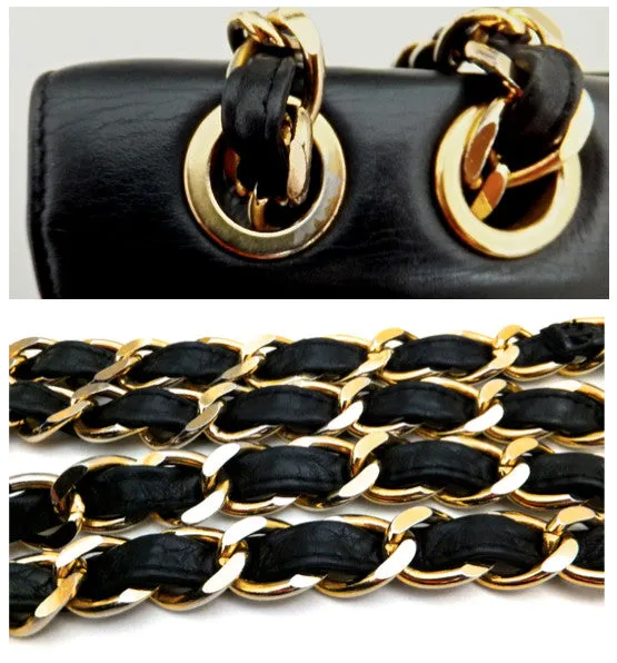 Authentic Chanel Vintage Black Lambskin Rare Maxi Jumbo