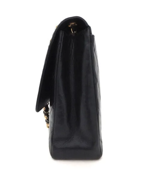 Authentic Chanel Vintage Black Lambskin Rare Maxi Jumbo
