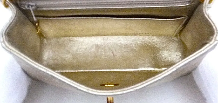 Authentic Chanel Vintage Gold Mini 2.55 Flapover