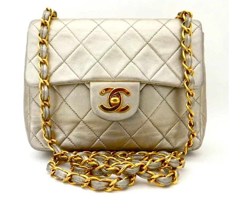Authentic Chanel Vintage Gold Mini 2.55 Flapover