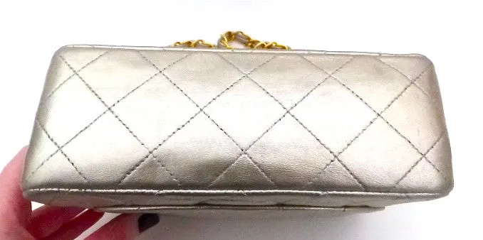 Authentic Chanel Vintage Gold Mini 2.55 Flapover