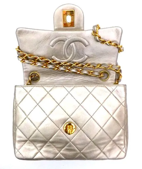 Authentic Chanel Vintage Gold Mini 2.55 Flapover