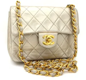 Authentic Chanel Vintage Gold Mini 2.55 Flapover