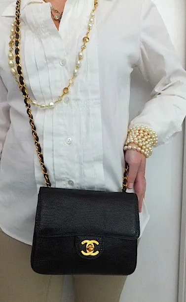 Authentic Chanel VNTG MINI 2.55 LIZARD Flapover