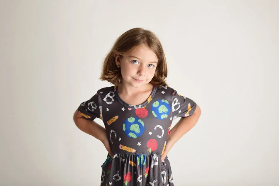 BACK TO SCHOOL CHALKBOARD DRESS WITH POCKETS