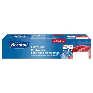 Bacofoil SafeLoc Double-Seal Food and Freezer Bags 15 Medium