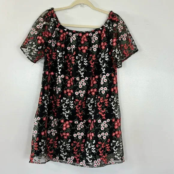 BB Dakota Gates Floral Embroidered Off-the-Shoulder Mini Dress