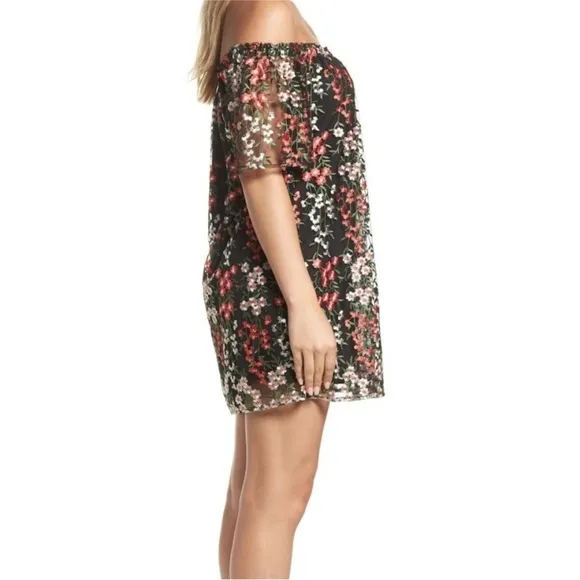 BB Dakota Gates Floral Embroidered Off-the-Shoulder Mini Dress