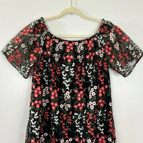 BB Dakota Gates Floral Embroidered Off-the-Shoulder Mini Dress